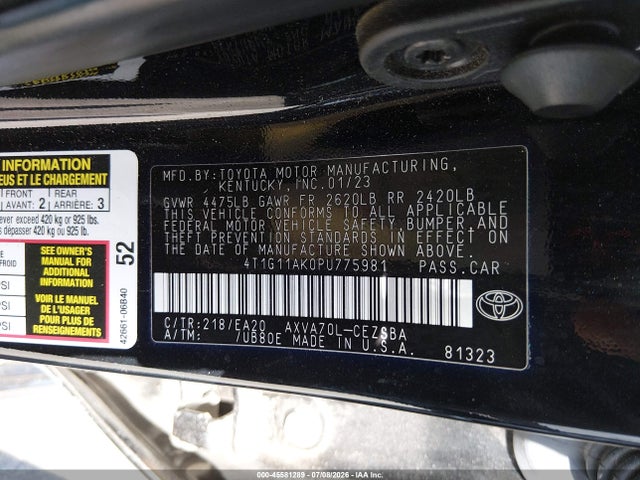 Toyota CAMRY SE 2023 4T1G11AK0PU775981 Image 9