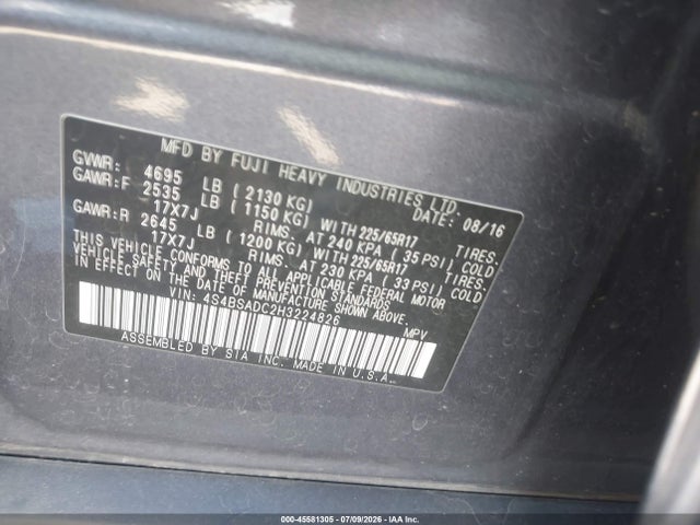 Subaru Outback 2.5i Premium 2017 4S4BSADC2H3224826 Image 9