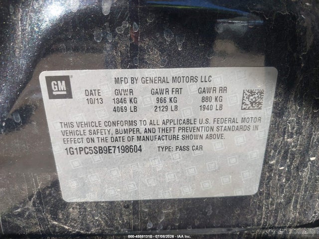1G1PC5SB9E7198604 Chevrolet Cruze 1lt Auto