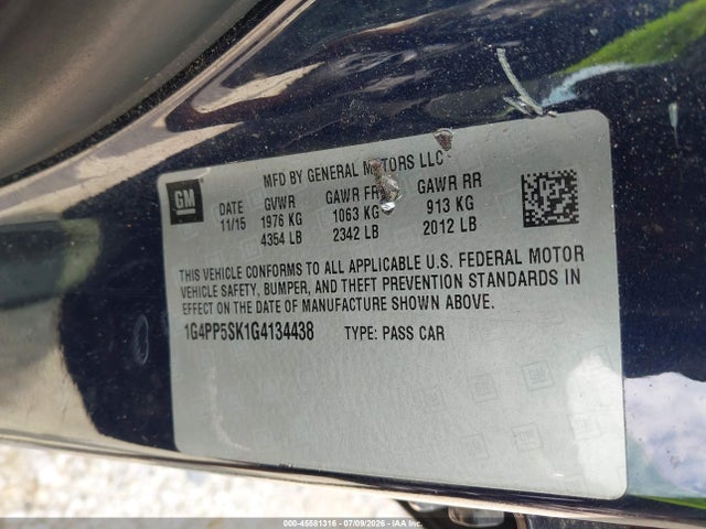Aukcja sprzedaży 2016 Buick Verano, vin: 1G4PP5SK1G4134438, numer aukcji: 45581316