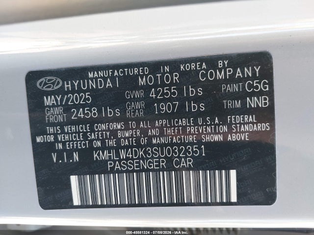 2025 Hyundai Elantra N მანქანა იყიდება აუქციონზე, vin: KMHLW4DK3SU032351, აუქციონის ნომერი: 45581324