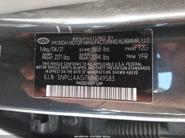 Hyundai ELANTRA SE 2021 5NPLL4AG7MH049583 Image 9