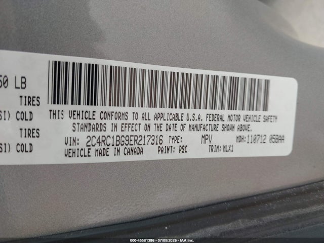 2C4RC1BG9ER217316 Chrysler Town &amp; Country Touring