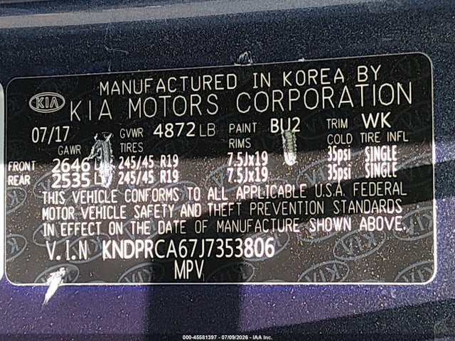 KNDPRCA67J7353806 KIA Sportage Sx Turbo
