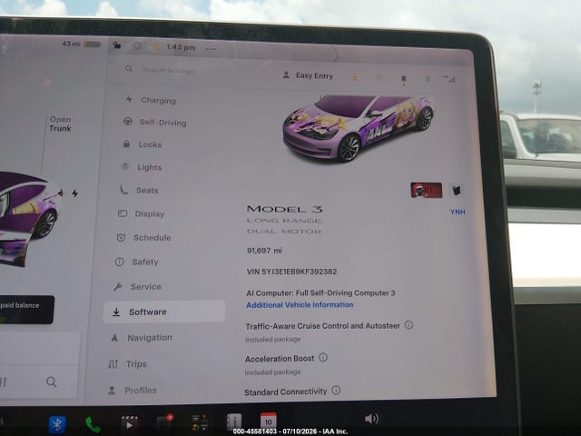 Aukcja sprzedaży 2019 Tesla Model 3 Long Range/performance, vin: 5YJ3E1EB9KF392382, numer aukcji: 45581403