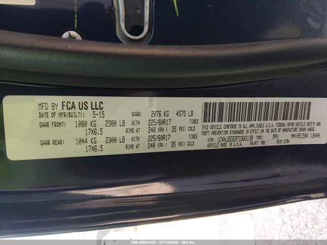 45581422 :رقم المزاد ، 1C4NJDEB2FD303139 vin ، 2015 Jeep Compass Latitude مزاد بيع