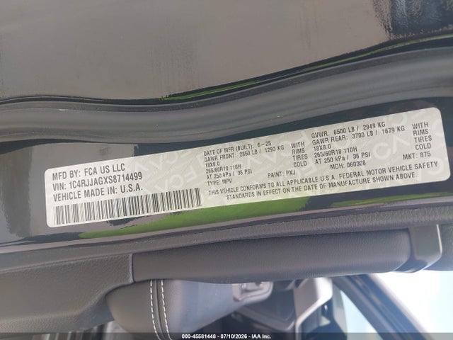 2025 Jeep Grand Cherokee L Laredo 4x2 მანქანა იყიდება აუქციონზე, vin: 1C4RJJAGXS8714499, აუქციონის ნომერი: 45581448