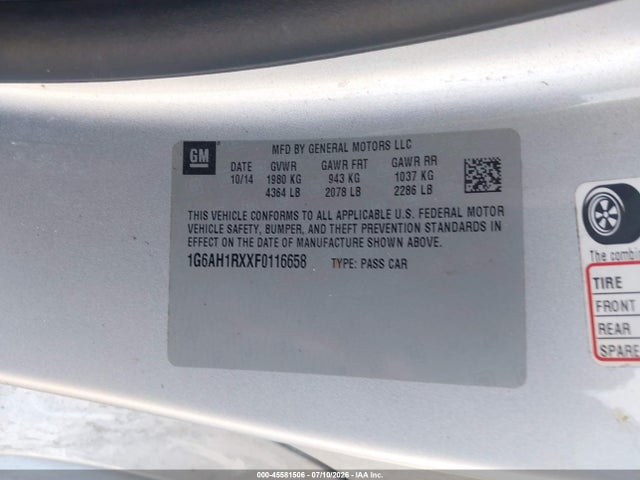 Продажа на аукционе авто 2015 Cadillac Ats Luxury, vin: 1G6AH1RXXF0116658, номер лота: 45581506