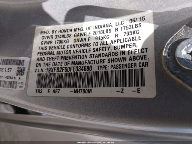 19XFB2F50FE084680 Honda Civic Lx