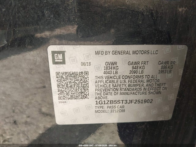 1G1ZB5ST3JF251902 Chevrolet Malibu 1ls