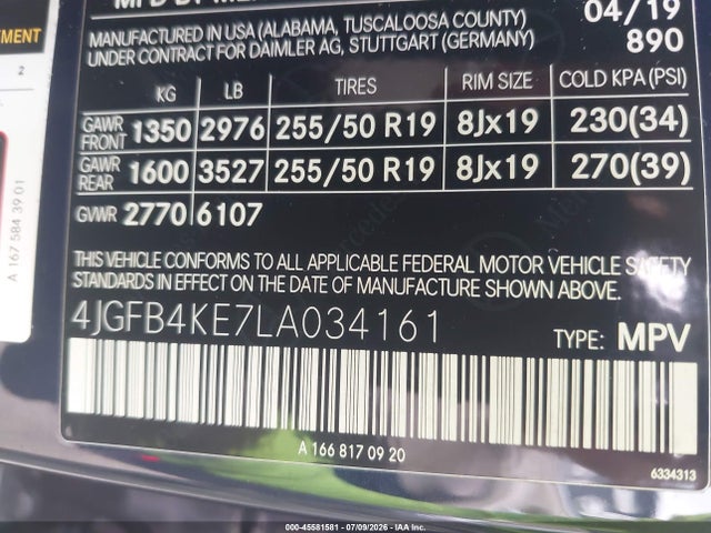 Продажа на аукционе авто 2020 Mercedes-benz Gle 350 4matic, vin: 4JGFB4KE7LA034161, номер лота: 45581581
