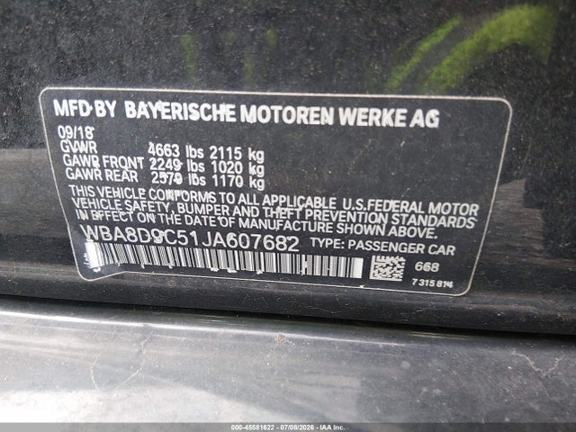 Aukcja sprzedaży 2018 Bmw 330i Xdrive, vin: WBA8D9C51JA607682, numer aukcji: 45581622