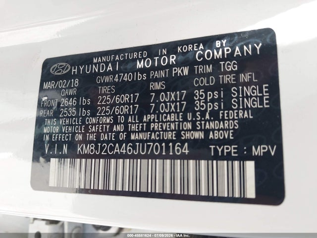 Hyundai TUCSON SE 2018 KM8J2CA46JU701164 Image 9