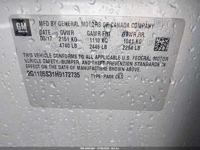 Chevrolet IMPALA 1LT 2017 2G1105S31H9172735 Image 9