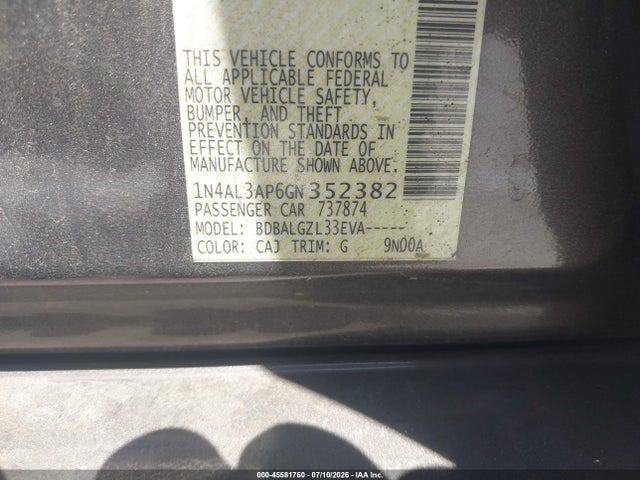 1N4AL3AP6GN352382 Nissan Altima 2.5 S