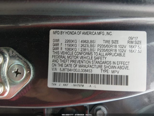 Продажа на аукционе авто 2018 Acura Rdx Acurawatch Plus Package, vin: 5J8TB4H30JL008453, номер лота: 45581777