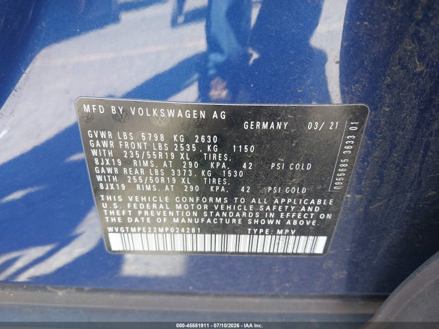 Volkswagen ID.4 PRO S 2021 WVGTMPE22MP024281 Image 9