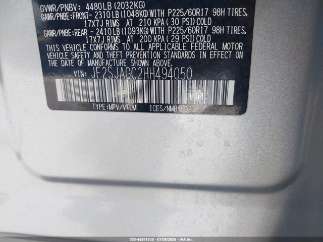 Subaru Forester 2.5i Premium 2017 JF2SJAGC2HH494050 Image 9