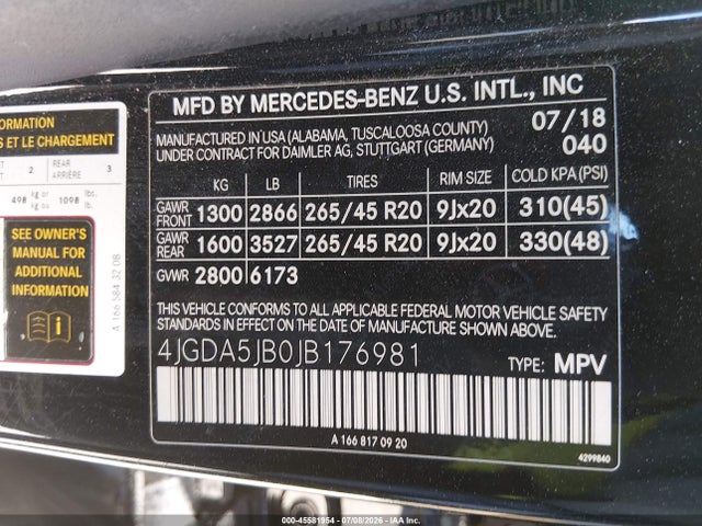 Продаж на аукціоні авто 2018 Mercedes-benz Gle 350, vin: 4JGDA5JB0JB176981, номер лоту: 45581954