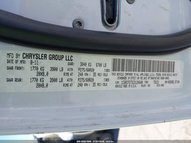 Aukcja sprzedaży 2012 Ram 1500 Big Horn, vin: 1C6RD7GT5CS124608, numer aukcji: 45581999