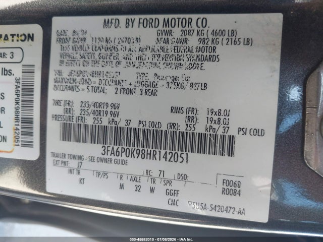 Ford Fusion Titanium 2017 3FA6P0K98HR142051 Image 9