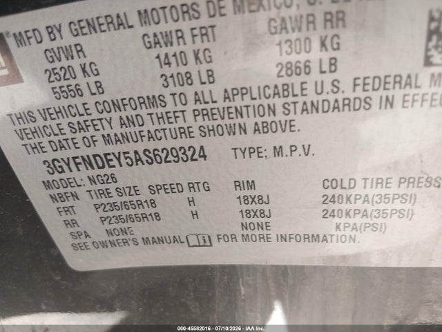 Aukcja sprzedaży 2010 Cadillac Srx Luxury Collection, vin: 3GYFNDEY5AS629324, numer aukcji: 45582016