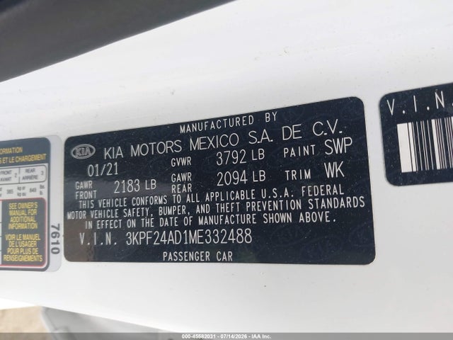 KIA Forte Lxs 2021 3KPF24AD1ME332488 Image 9
