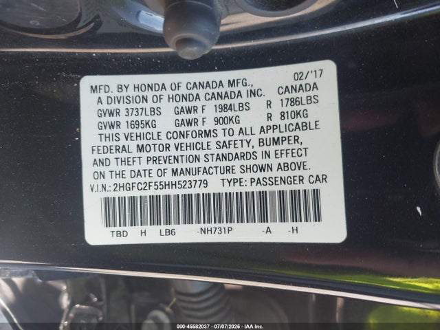 Honda Civic Lx 2017 2HGFC2F55HH523779 Image 9