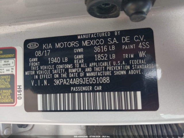 Продажа на аукционе авто 2018 Kia Rio S, vin: 3KPA24AB9JE051088, номер лота: 45582046