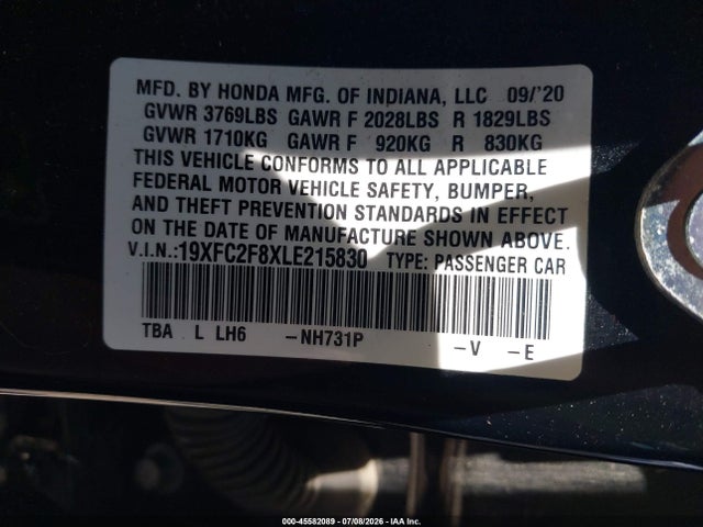 Honda Civic Sport 2020 19XFC2F8XLE215830 Image 9