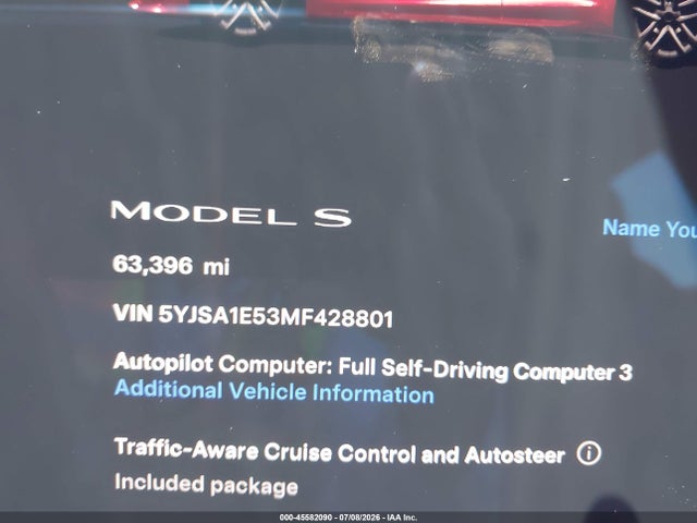 Продаж на аукціоні авто 2021 Tesla Model S Long Range Dual Motor All-wheel Drive, vin: 5YJSA1E53MF428801, номер лоту: 45582090
