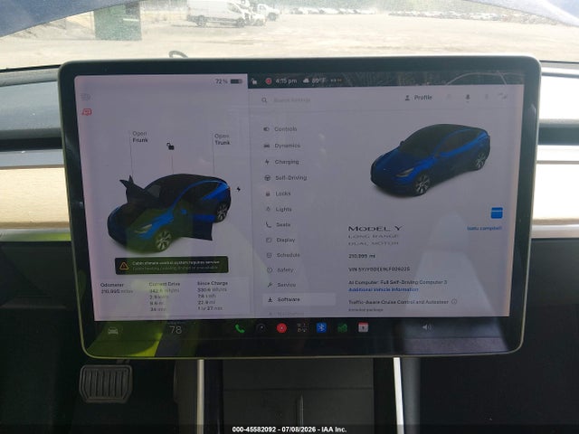 Aukcja sprzedaży 2020 Tesla Model Y Long Range Dual Motor All-wheel Drive, vin: 5YJYGDEE9LF026225, numer aukcji: 45582092