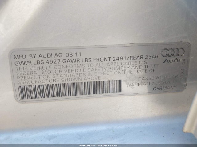 Продаж на аукціоні авто 2012 Audi A4 2.0t Premium Plus, vin: WAUFFAFL2CN008072, номер лоту: 45582095