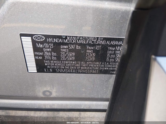 Aukcja sprzedaży 2023 Hyundai Santa Fe Limited, vin: 5NMS44AL9PH559361, numer aukcji: 45582097