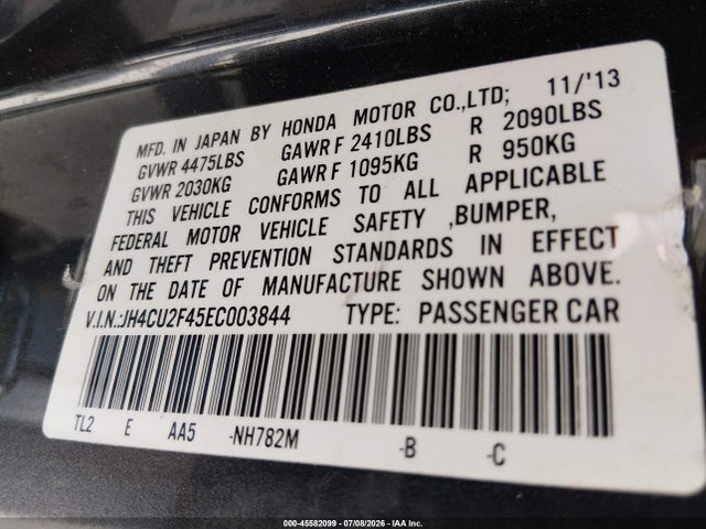 Продаж на аукціоні авто 2014 Acura Tsx 2.4, vin: JH4CU2F45EC003844, номер лоту: 45582099