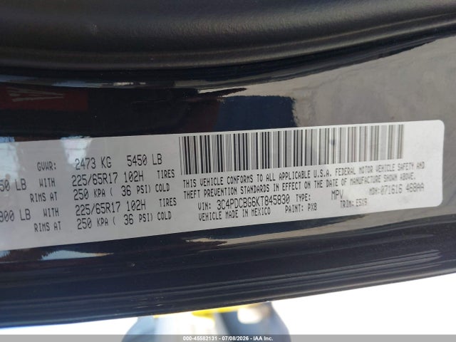 Dodge JOURNEY SE 2019 3C4PDCBG6KT845830 Image 9