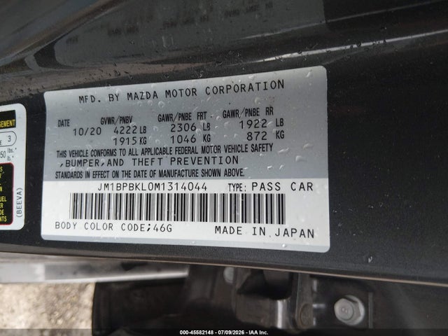 Продажа на аукционе авто 2021 Mazda Mazda3 Select, vin: JM1BPBKL0M1314044, номер лота: 45582148