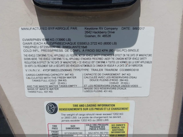 Keystone Rv Other 2018 4YDF36622J2506445 Image 9