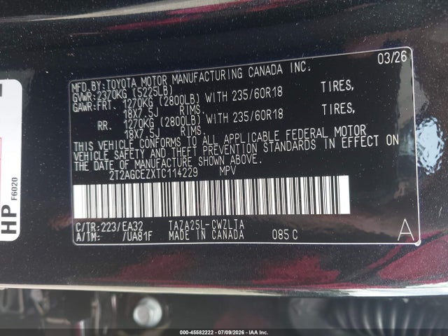 Продаж на аукціоні авто 2026 Lexus Nx 350, vin: 2T2AGCEZXTC114229, номер лоту: 45582222