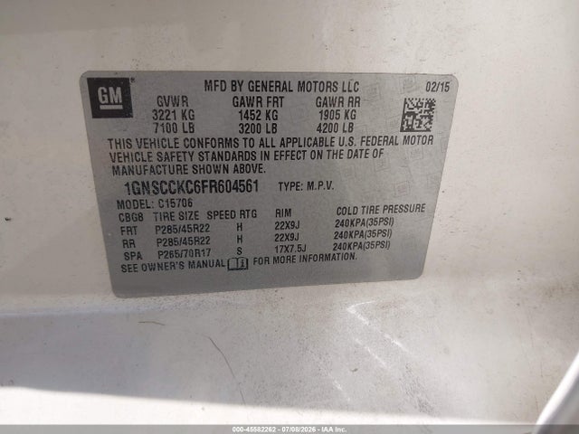Chevrolet Tahoe Ltz 2015 1GNSCCKC6FR604561 Image 9