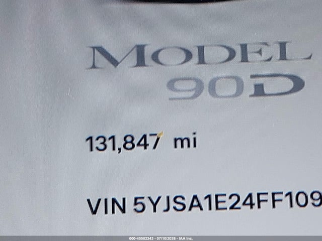 Aukcja sprzedaży 2015 Tesla Model S 70d/85d/p85d, vin: 5YJSA1E24FF109223, numer aukcji: 45582343