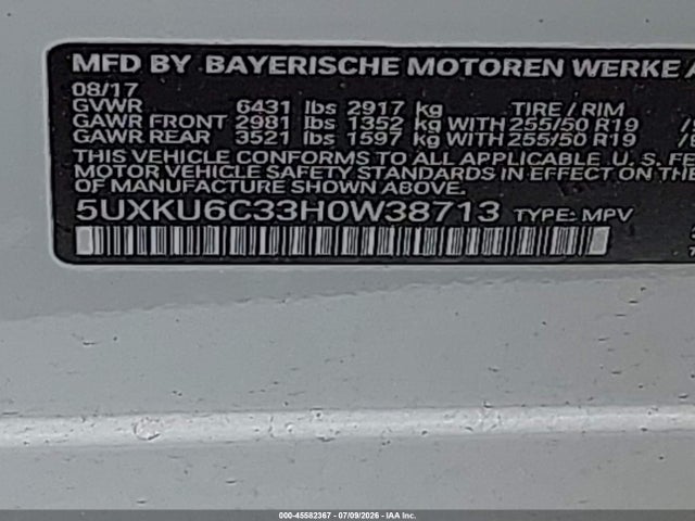 Продаж на аукціоні авто 2017 Bmw X6 Xdrive50i, vin: 5UXKU6C33H0W38713, номер лоту: 45582367