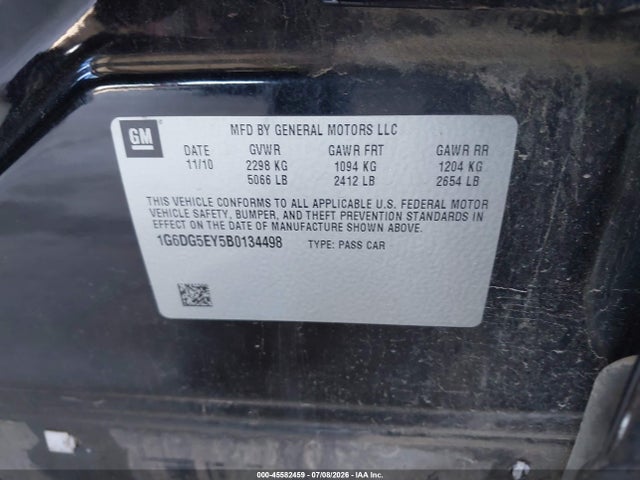 Продажа на аукционе авто 2011 Cadillac Cts Luxury, vin: 1G6DG5EY5B0134498, номер лота: 45582459
