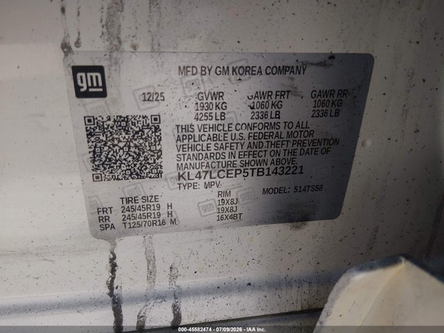 2026 Buick Envista Avenir Fwd მანქანა იყიდება აუქციონზე, vin: KL47LCEP5TB143221, აუქციონის ნომერი: 45582474