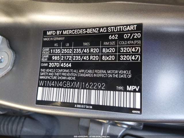 45582548 :رقم المزاد ، W1N4N4GBXMJ162292 vin ، 2021 Mercedes-benz Gla 250 مزاد بيع
