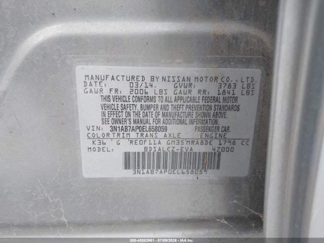 Nissan SENTRA S 2014 3N1AB7AP0EL658059 Image 9