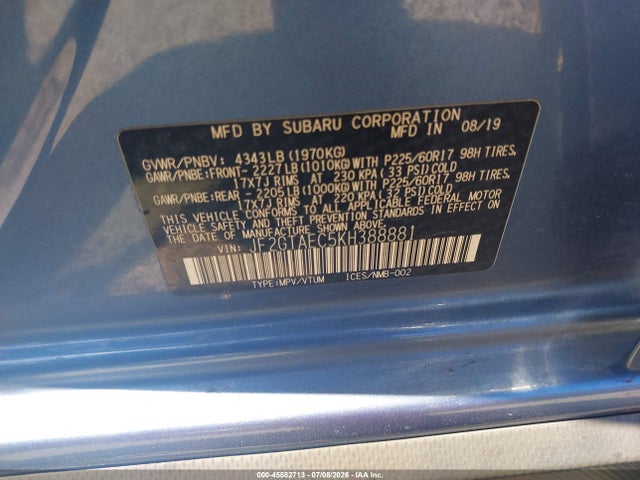 Subaru Crosstrek 2.0i Premium 2019 JF2GTAEC5KH388881 Image 9