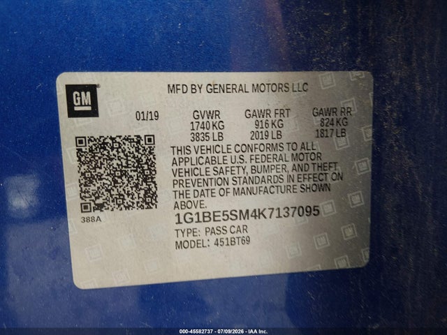1G1BE5SM4K7137095 Chevrolet CRUZE LT