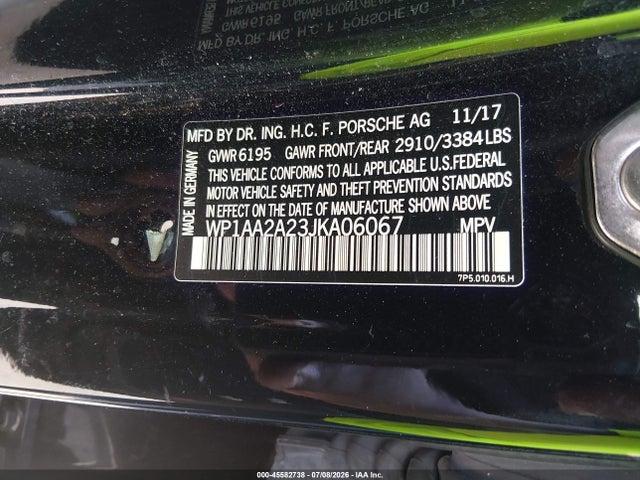 Aukcja sprzedaży 2018 Porsche Cayenne Platinum Edition, vin: WP1AA2A23JKA06067, numer aukcji: 45582738