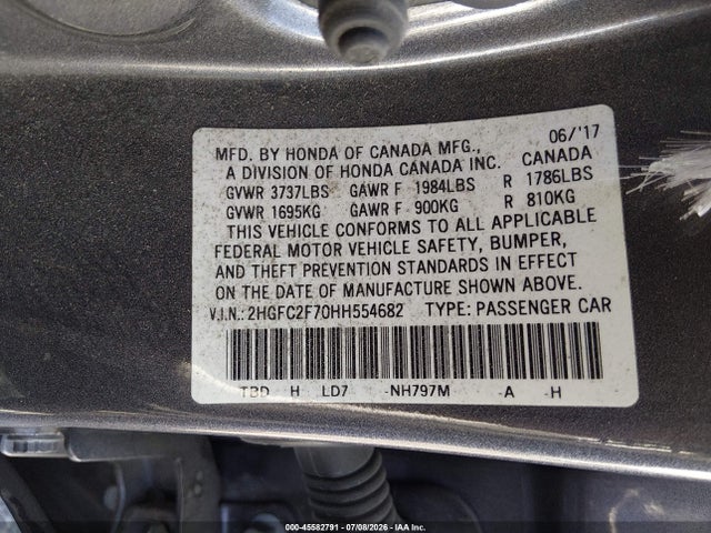 Honda CIVIC EX 2017 2HGFC2F70HH554682 Image 9